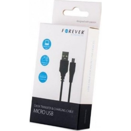 Forever Regular USB 2.0 to micro USB Cable Μαύρο 3m 