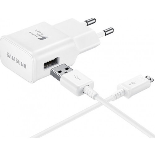 Samsung micro USB Cable & Wall Adapter Λευκό (EP-TA20EWE & ECB-DU4AWE) (Bulk)