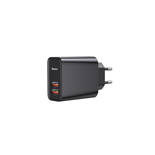 Ταχυφορτιστής 30W Baseus 2x USB Wall Adapter Μαύρο με τεχνολογία Qualcomm Quick Charge 3.0 (CCFS-E01)