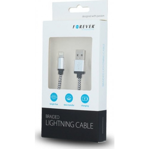 Forever Braided USB to Lightning Cable Ασπρο 1m